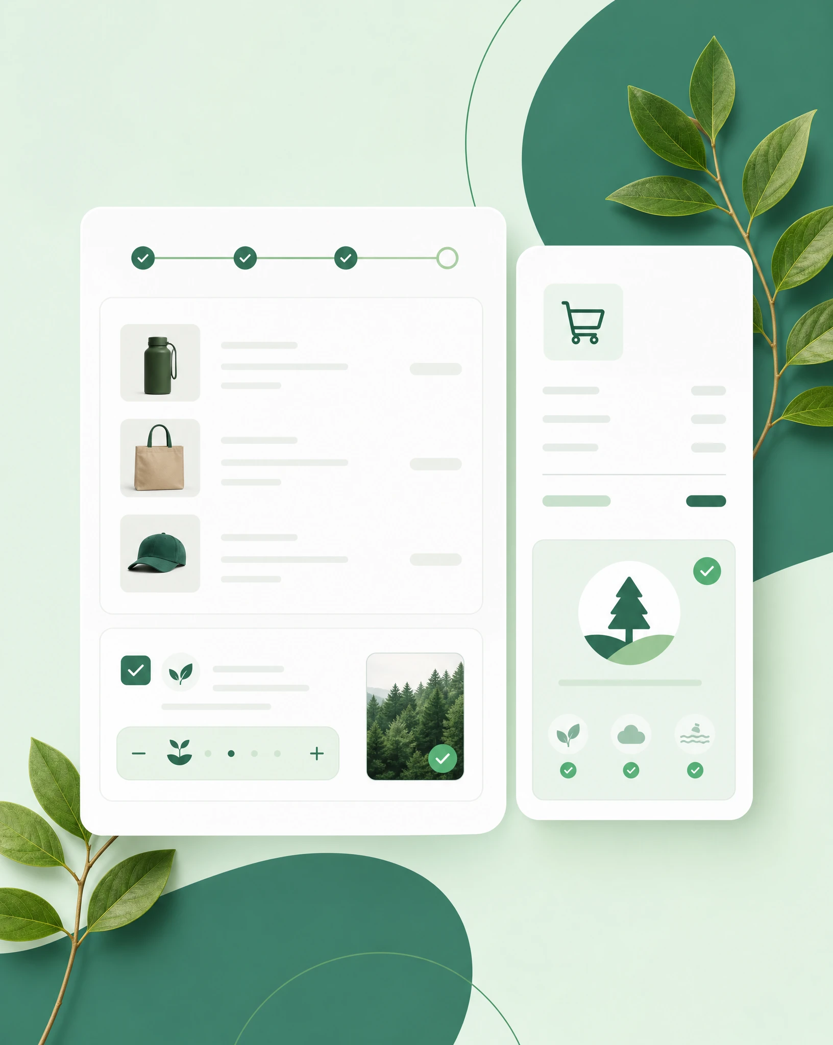 Checkout screen with optional customer impact contribution toggle and verified project preview beside the cart.