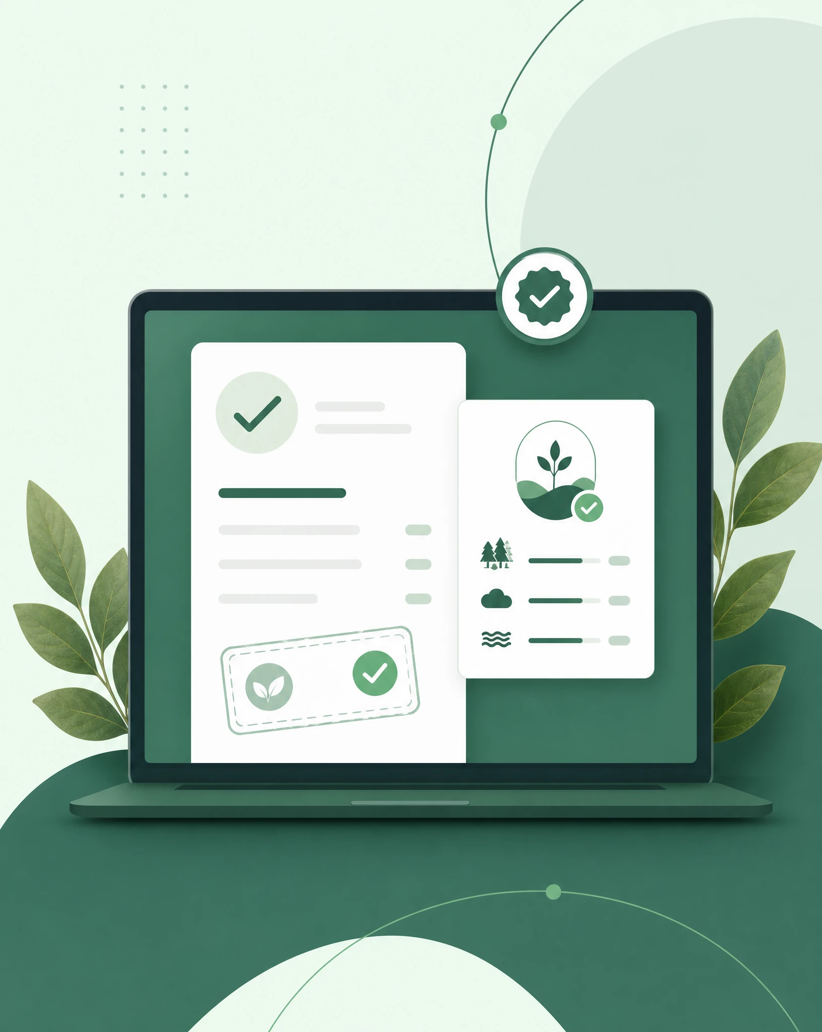 Paid invoice confirmation on a laptop with a verified impact widget showing the project funded by the invoice payment.