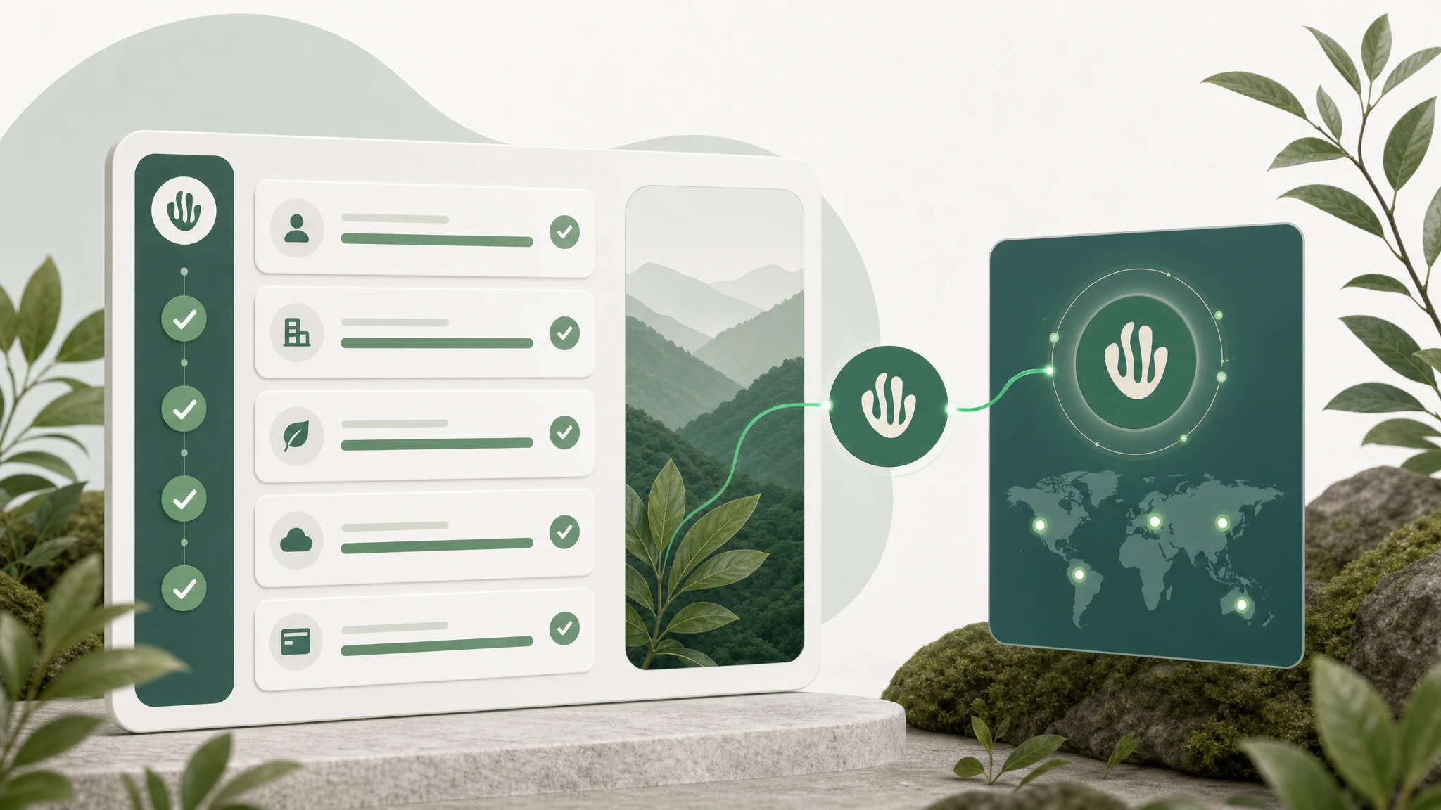 SaaS onboarding checklist with completed setup steps unlocking verified impact.