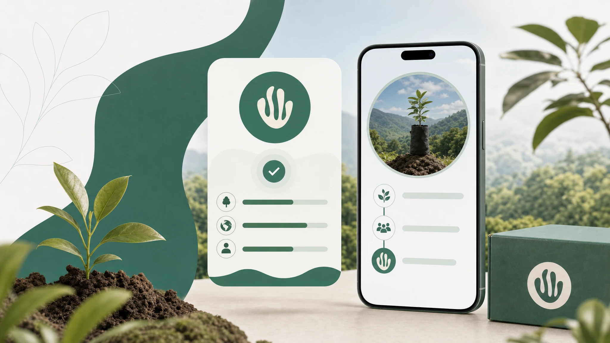 SaaS signup confirmation with a verified tree-planting impact widget for every new account, trial or waitlist join.
